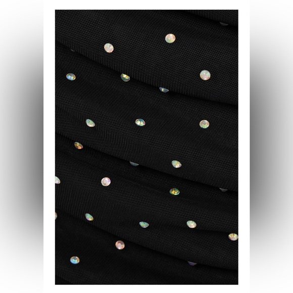 NWT Leslie Amon Ruched Crystal Mesh Midi Dress / Coverup - Picture 2 of 8